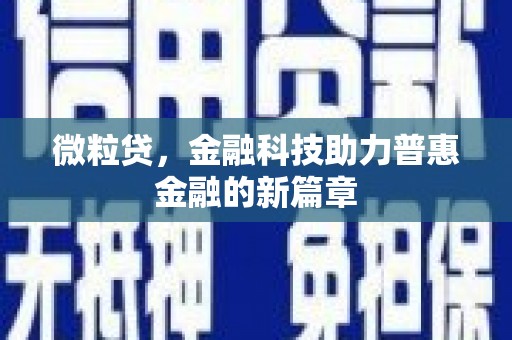 阜沙微粒贷，金融科技助力普惠金融的新篇章
