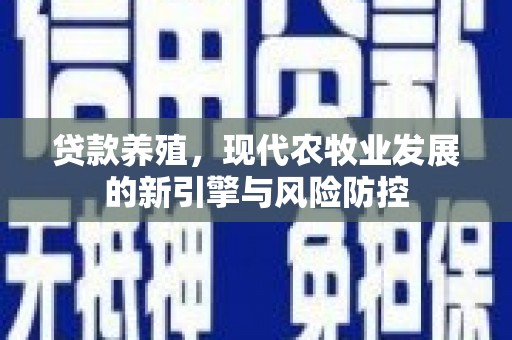 阜沙贷款养殖，现代农牧业发展的新引擎与风险防控
