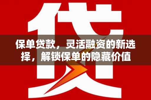 阜沙保单贷款，灵活融资的新选择，解锁保单的隐藏价值