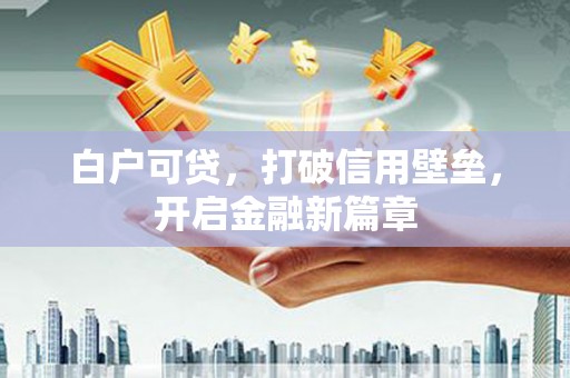 阜沙白户可贷，打破信用壁垒，开启金融新篇章