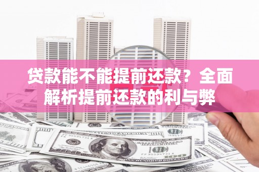 阜沙贷款能不能提前还款？全面解析提前还款的利与弊
