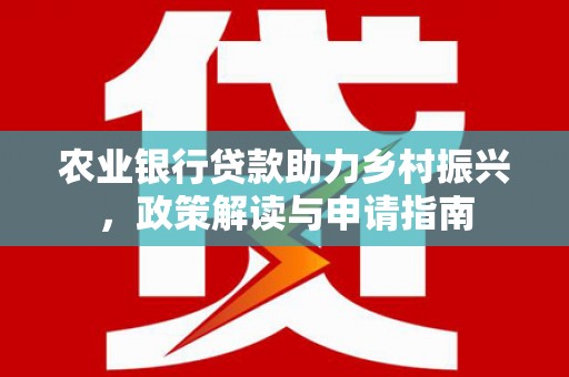 阜沙农业银行贷款助力乡村振兴，政策解读与申请指南